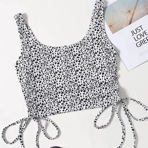 Shein Drawstring Side Rib-Knit Tank Top